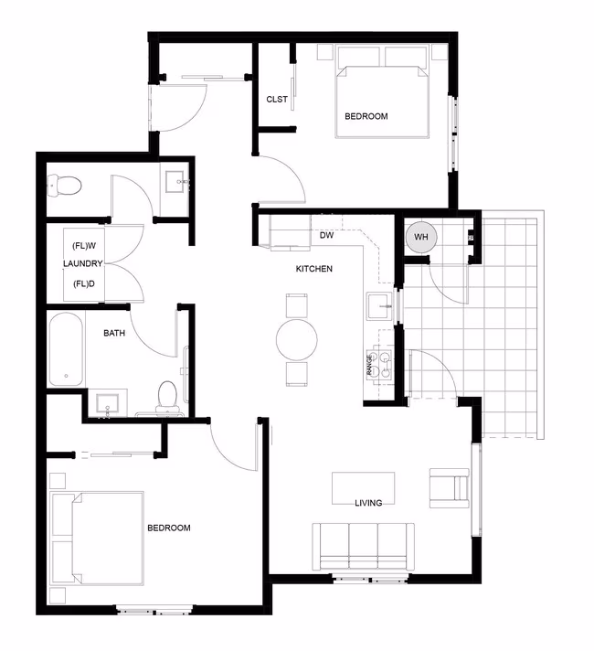 2 Bed, 2 Bath J202 floor plan